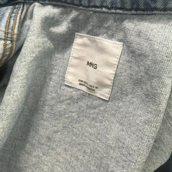 Mango blue collared full zip denim bomber jacket size M - Picture 13 of 14